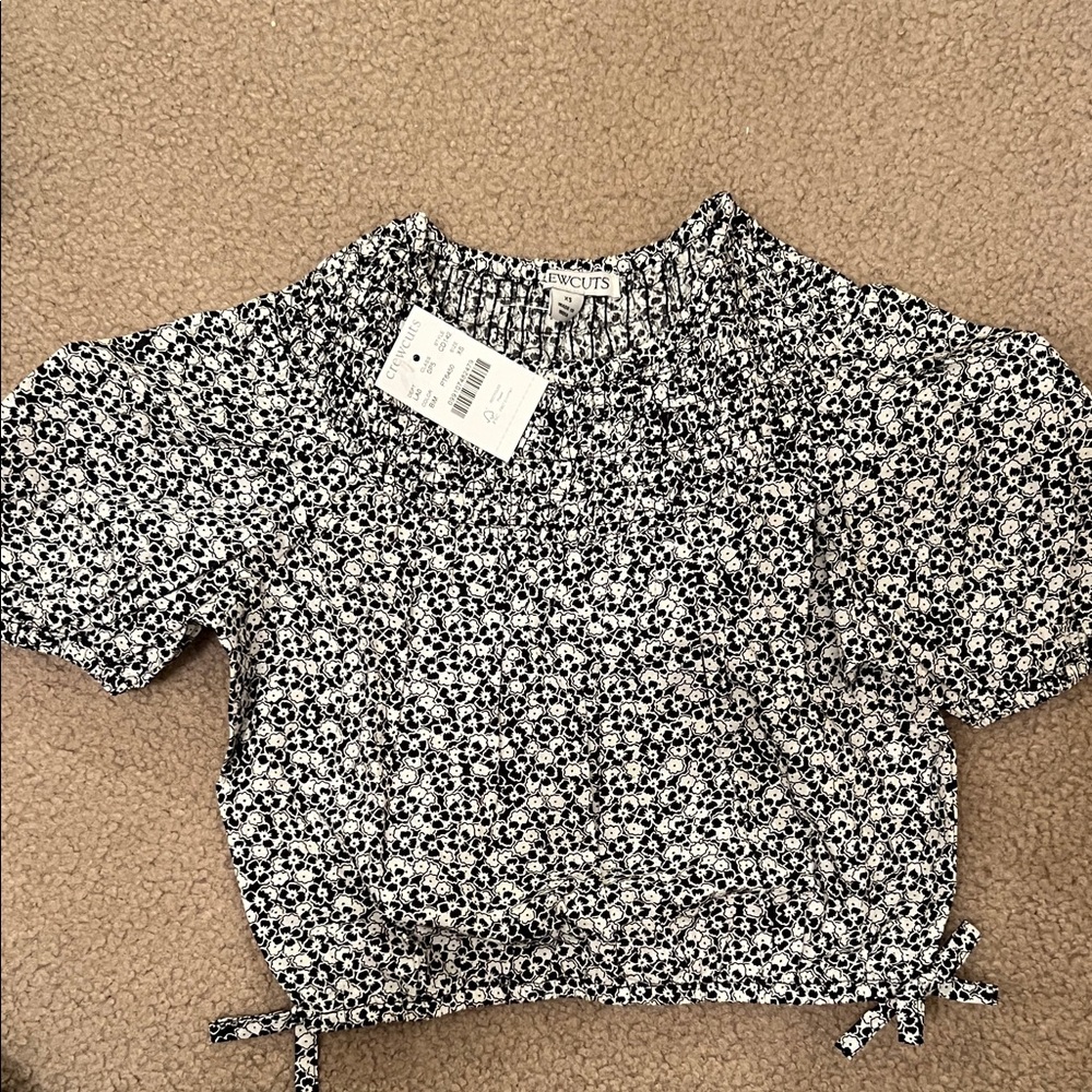 Crewcuts Monochrome Floral Kids Blouse
